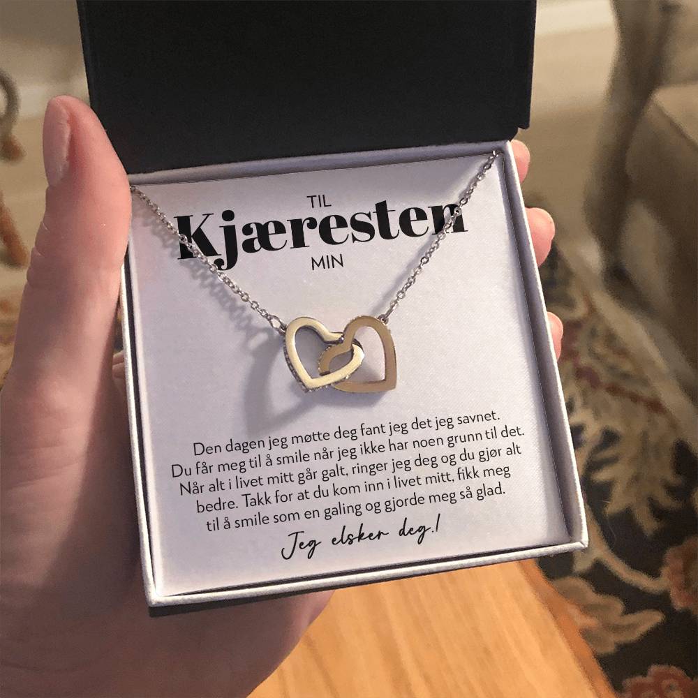 Til Kjæresten Min - Du Gjør Meg Så Glad - Halskjede To Hjerter