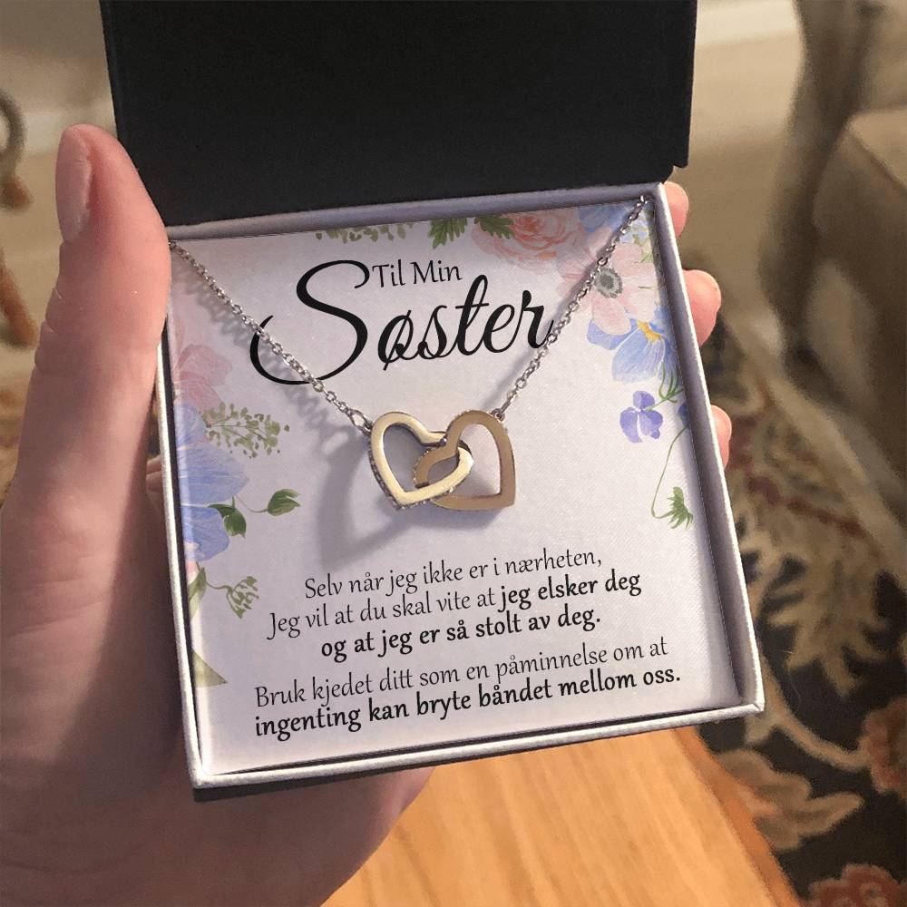 Til Min Søster - Stolt - Halskjede To Hjerter