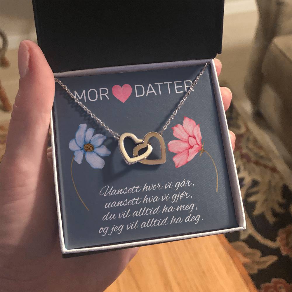 Mor og Datter - Uansett hvor vi går - Halskjede To Hjerter